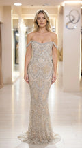 Off-The-Shoulder Embellished Mermaid Evening Gown