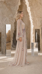 Elegance Embroidered Beaded Long Sleeve Evening Gown
