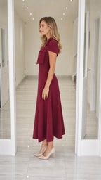 Elegance Bow Accent Square Neck Midi Dress