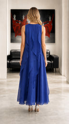 Sleeveless Ruffled Chiffon Maxi Dress