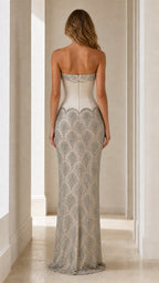 Stunning Sequin Embellished Strapless Evening Gown