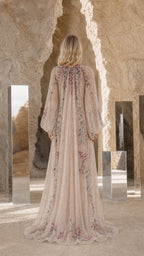 Elegance Embroidered Beaded Long Sleeve Evening Gown