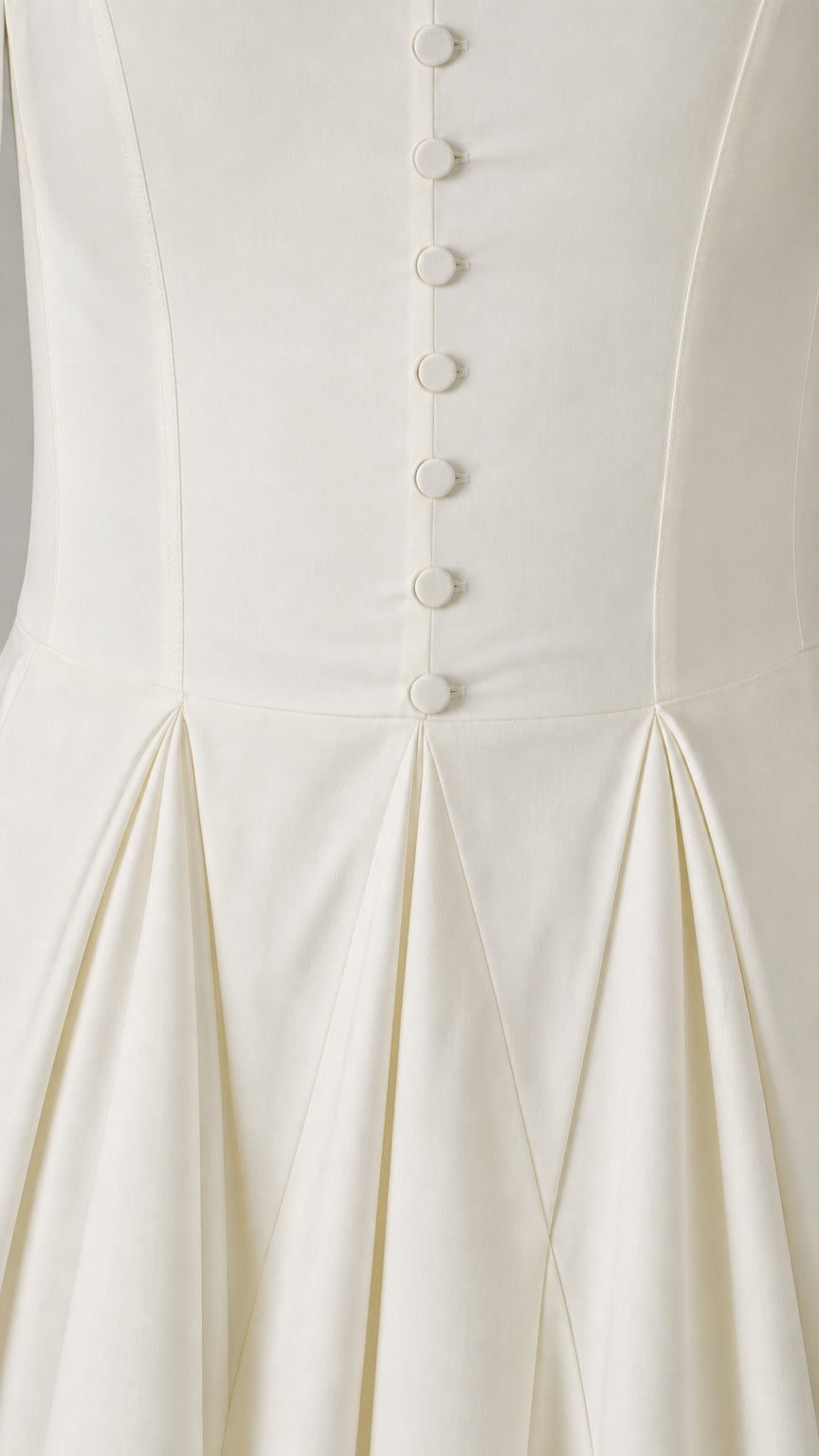 Elegance Sleeveless Pleated Midi Dress with Button Details