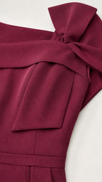 Elegance Bow Accent Square Neck Midi Dress