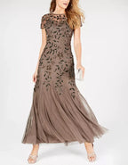 Crew Neck Sequined Maxi Dress