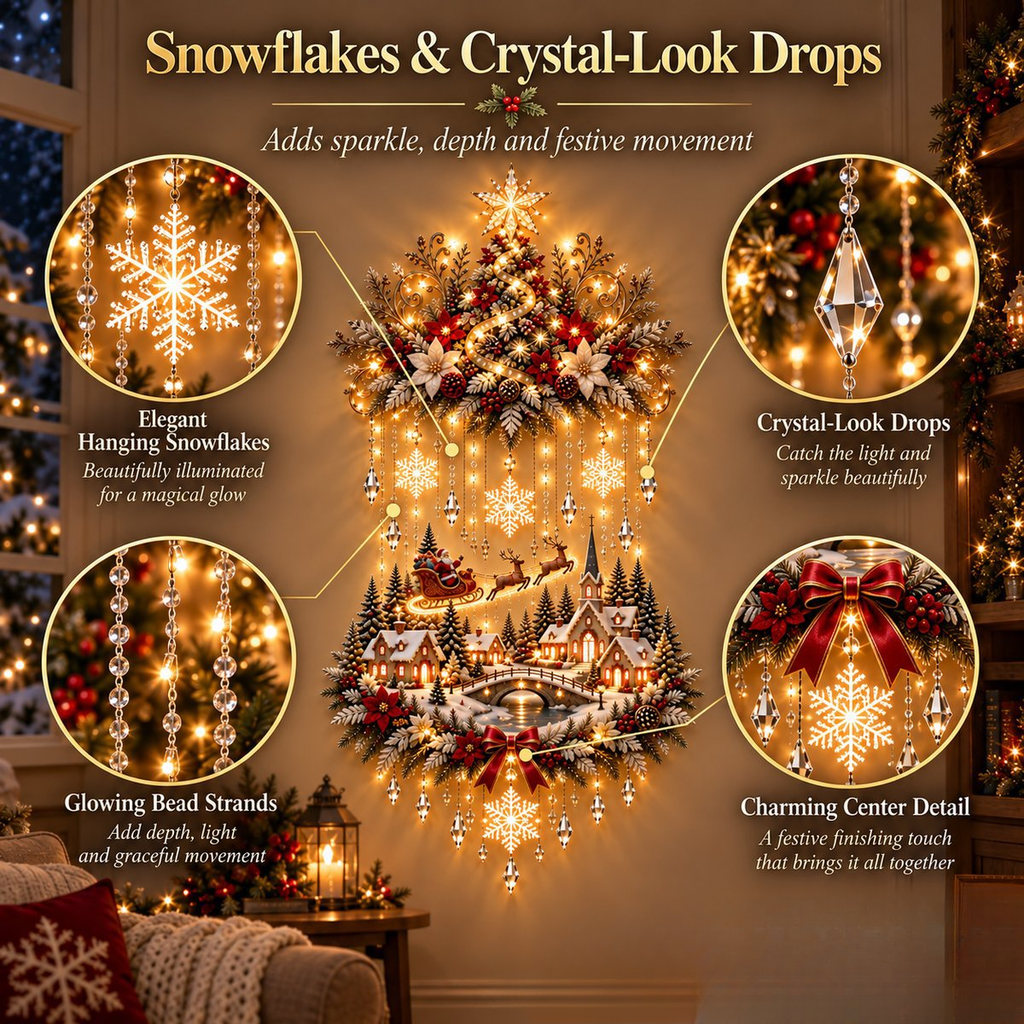 🌟 Enchanted Village Tree – Lighted Christmas Wall Hanging | Glowing Holiday Decor 🌟