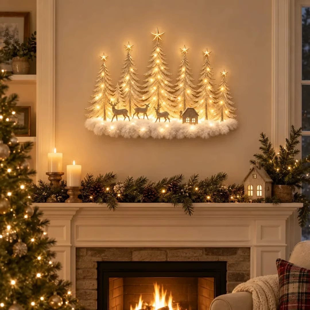 🌲 Winter Woodland Glowing Christmas Wall Decor