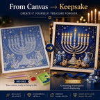 🕎 Premium 3D Pearl Hanukkah Art Kit | Luxury Flocked Canvas with Scratch-Resistant Non-Fading Acrylic Resin Pearls & Faceted Drills DIY Festival of Lights Decor 💙✨