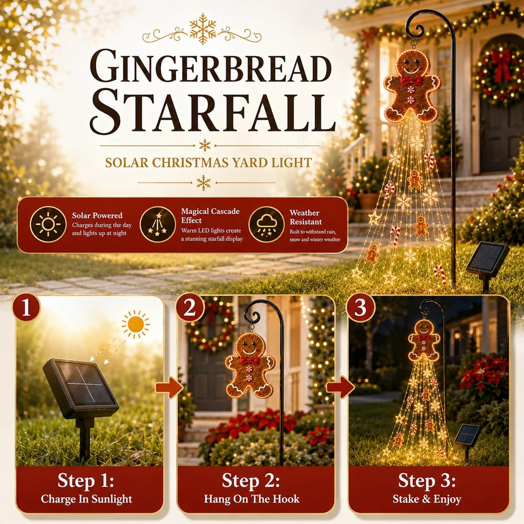 🎁Christmas Magic Pathway🎄Gingerbread Magic Solar Holiday Yard Light🍪