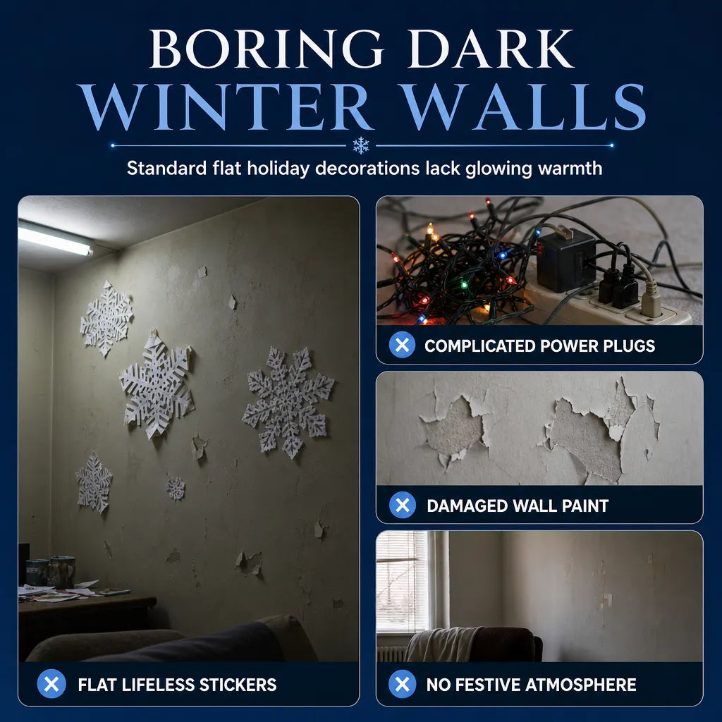 🔥LAST DAY SALE ONLY￡5.99!💞50K+ SOLD!❄️Glowing Snowflake Night Light Wall Stickers