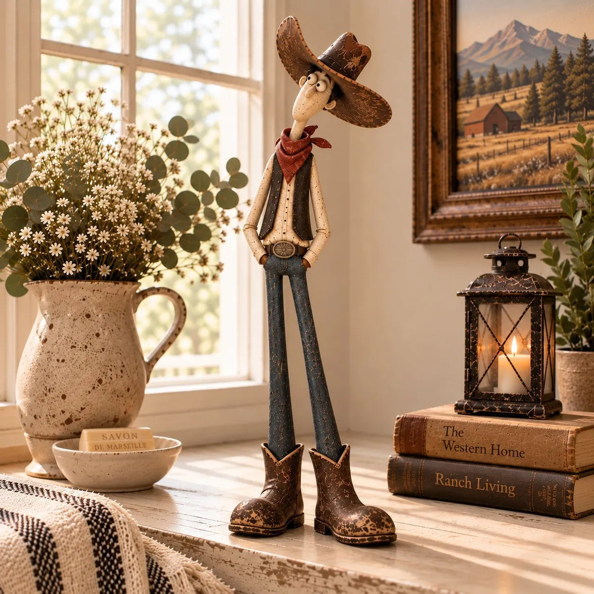 Whimsical Western Cowboy & Horse Figurine Duo 🌵
