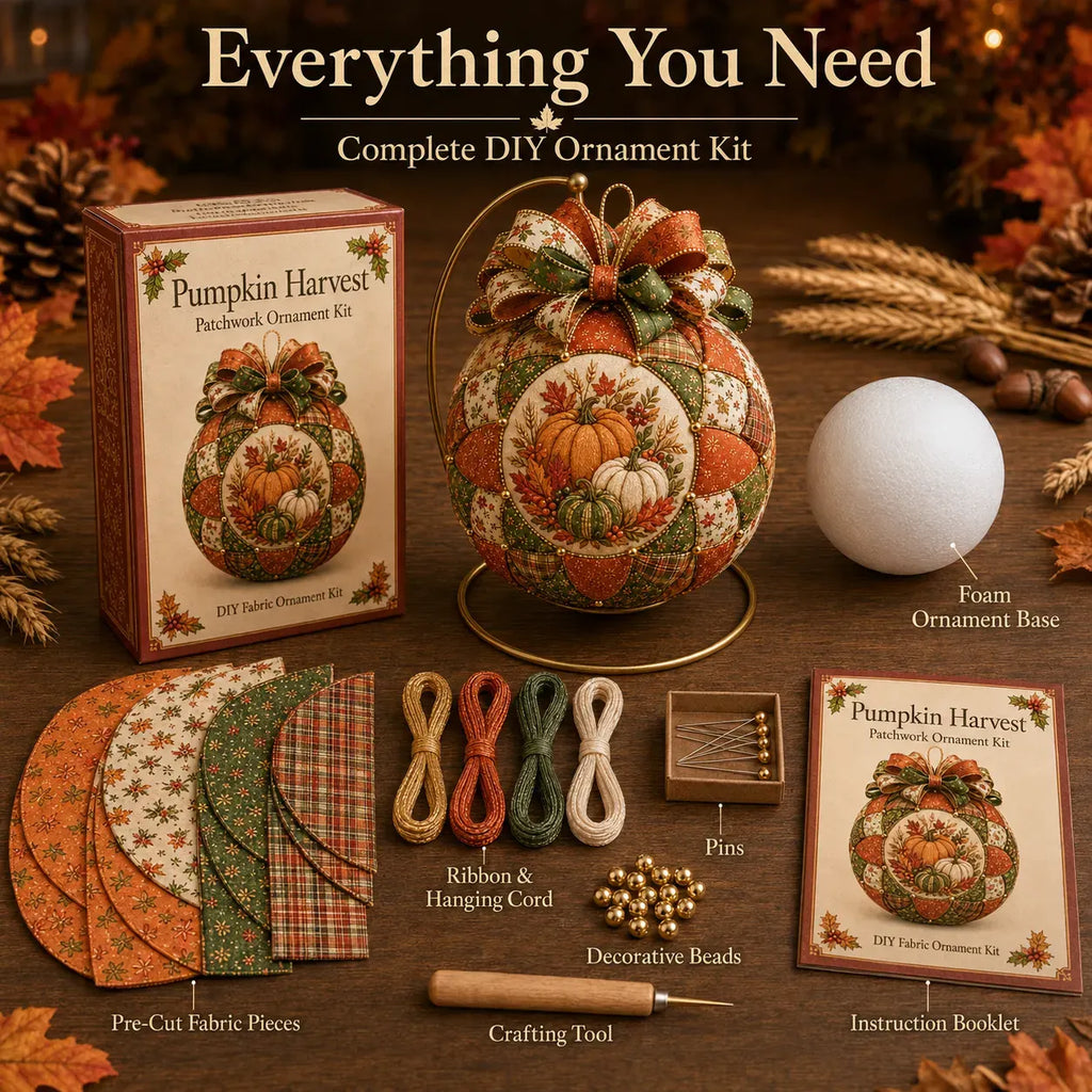 🍂 Beginner-Friendly DIY Autumn Thanksgiving Patchwork Ornament Kit Collection