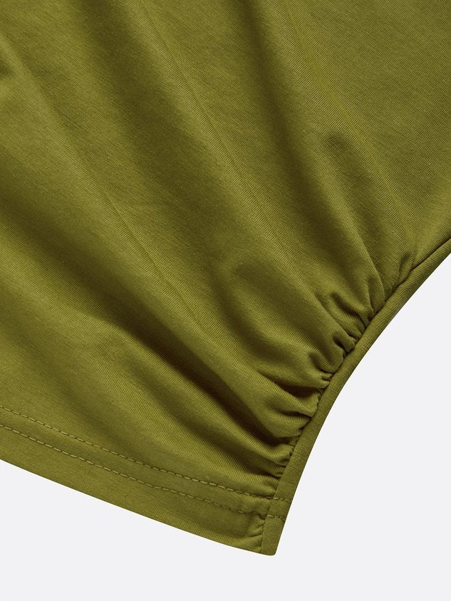 Casual Solid Boat Neck Slim Fit Tee