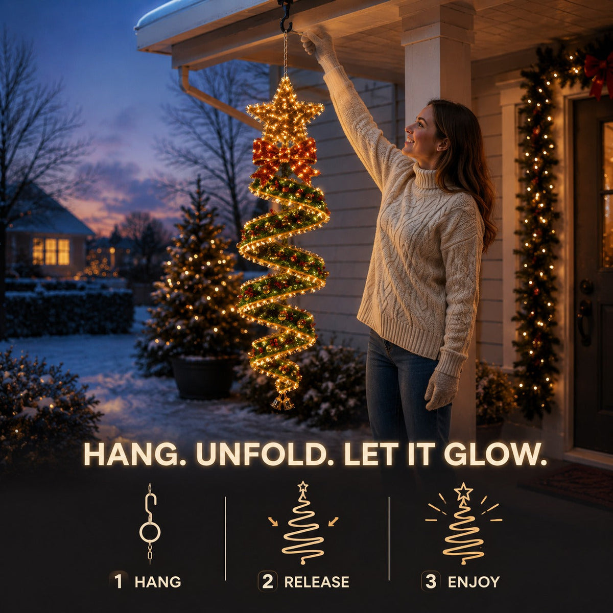 🎄 Christmas Magic Spiral Hanging LED Light Collection