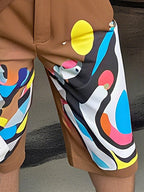 Casual Random Print Printing Straight Pants
