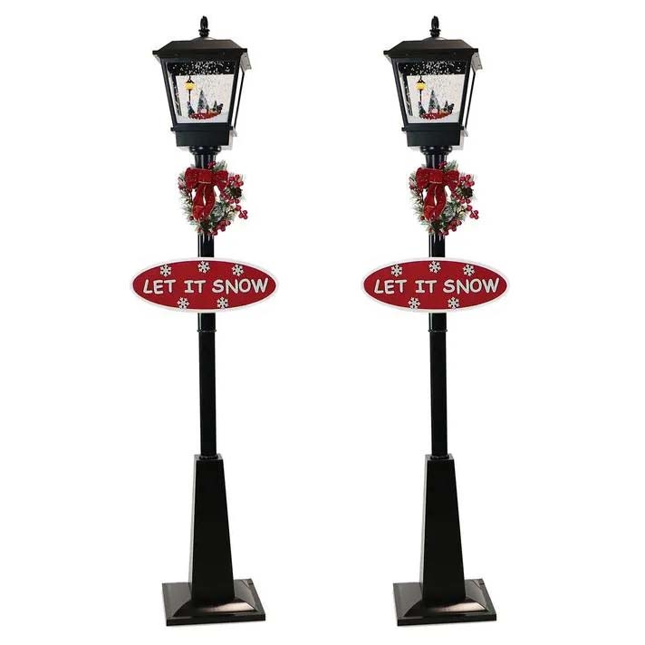 Fraser Hill Farm 71-in. Musical Snowy ChristmasStreet Lamp