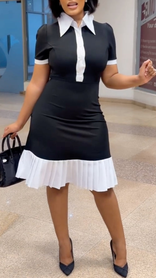 Black & White Preppy Midi Dress