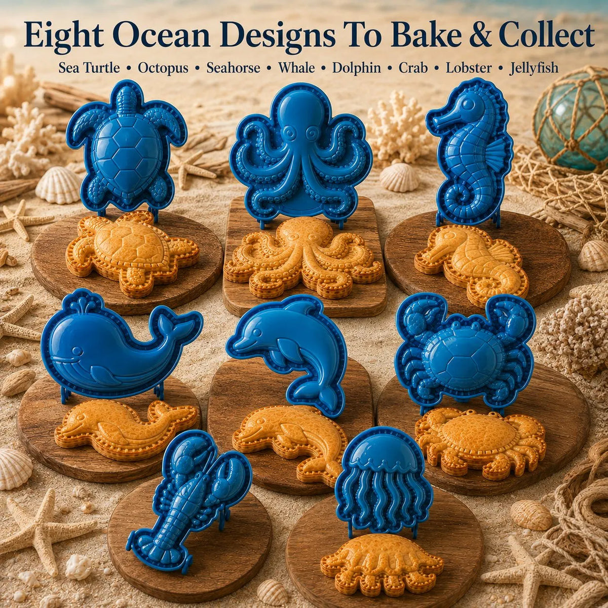 🌊 8-Design Ocean Filled Pie Press Collection