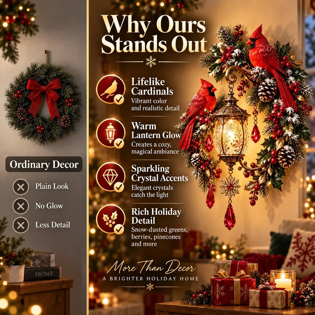 🔥Cardinal Christmas Lantern Glow – Lighted Holiday Wall Decor