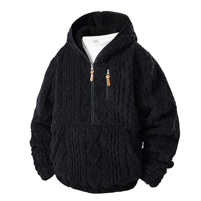 ⏳LAST DAY SALE ONLY ￡23.99!!🔥Men's Textured Sherpa Half-Zip Hooded Jacket