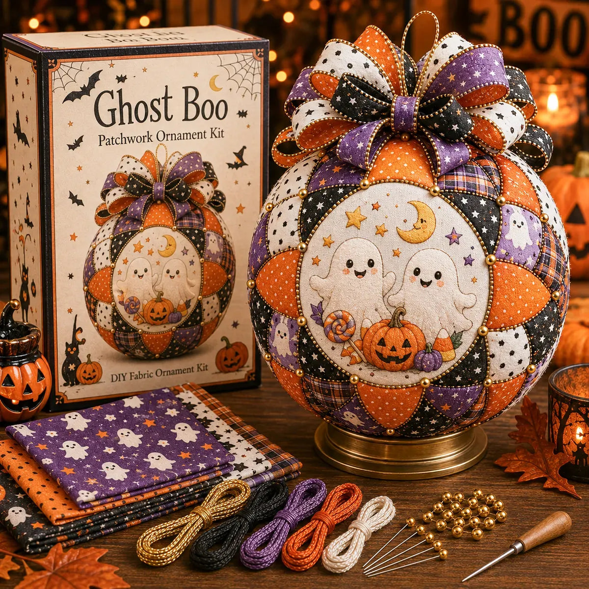 🎃 Beginner-Friendly DIY Halloween Classics Patchwork Ornament Kit Collection