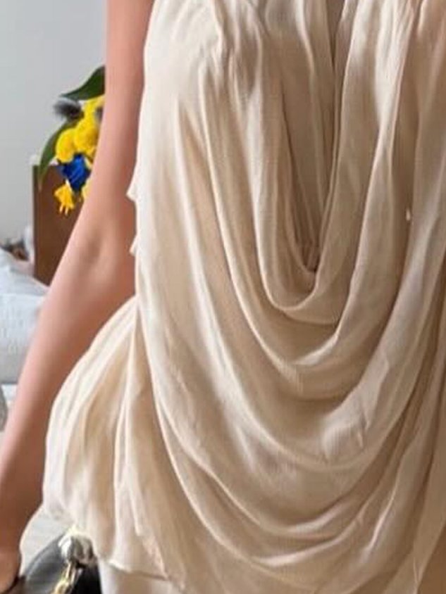 Casual Plain Ruched Crew Neck Blouse