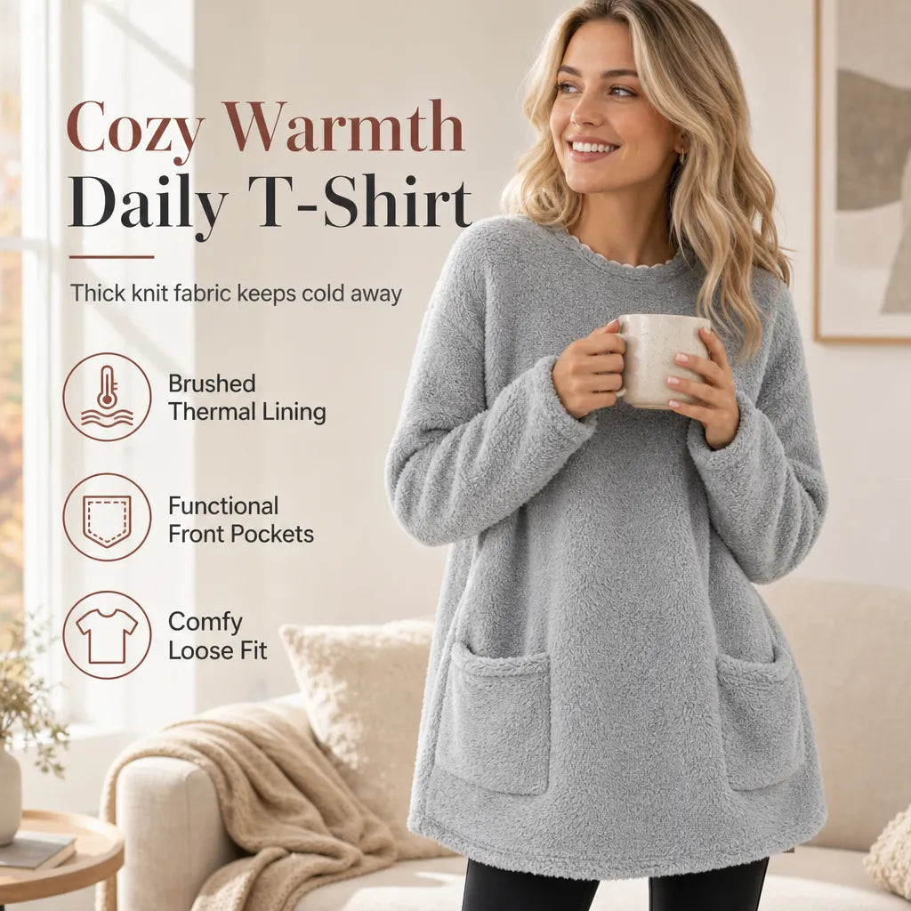 ⏳LAST DAY SALE ONLY ￡15.99!!🔥☁️ Cozy Warmth, Easy Everyday Style | Women's Brushed-Lined Pocket Top