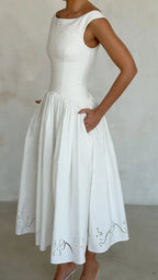 Sleeveless Embroidered Fit and Flare Dress