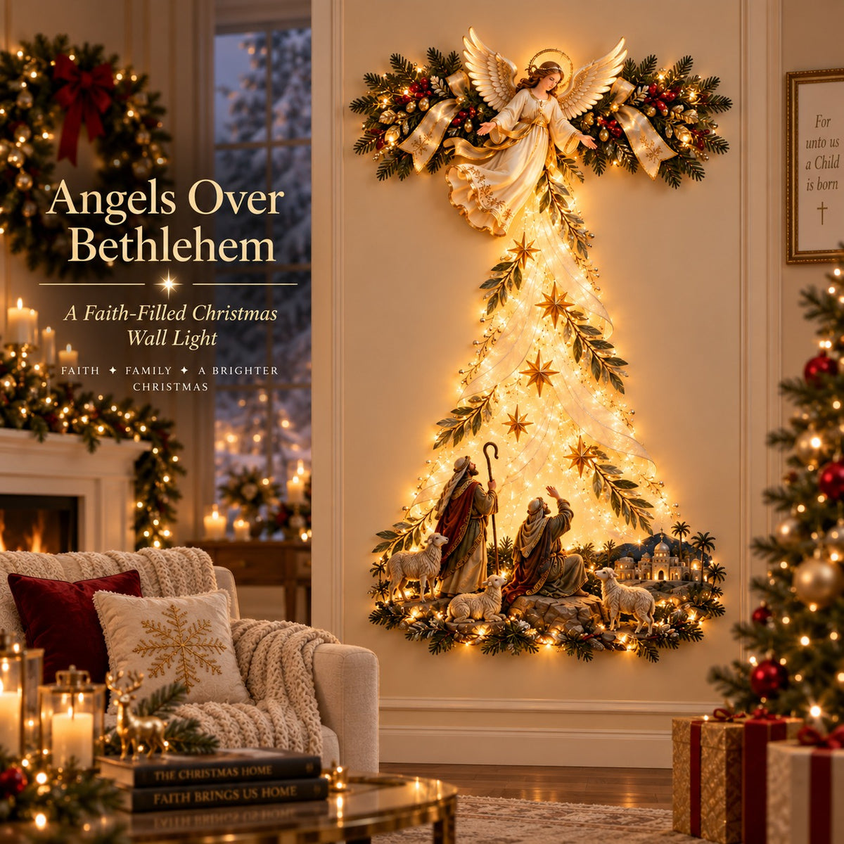 Angels Over Bethlehem Wall Light