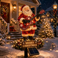 Solar-Powered Light-Up Guitar Santa Christmas Yard Decoration