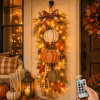 Lighted Harvest Fall Door Decor with Warm LED Lights