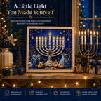 🕎 Premium 3D Pearl Hanukkah Art Kit | Luxury Flocked Canvas with Scratch-Resistant Non-Fading Acrylic Resin Pearls & Faceted Drills DIY Festival of Lights Decor 💙✨