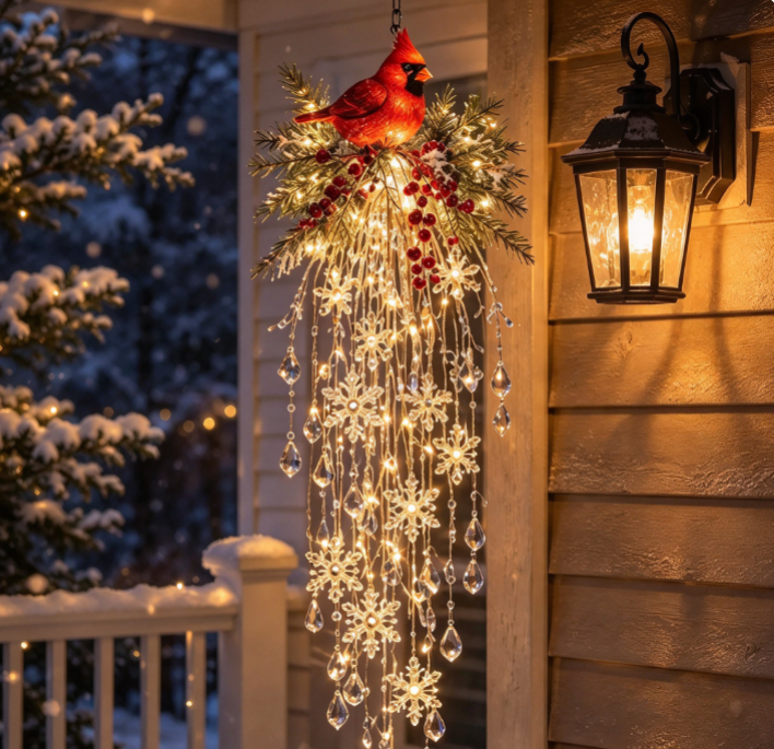 ✨🎅 Pre-lit Crystal Tassel Christmas Porch Decor
