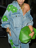 Casual Floral Buttoned Denim Shirt