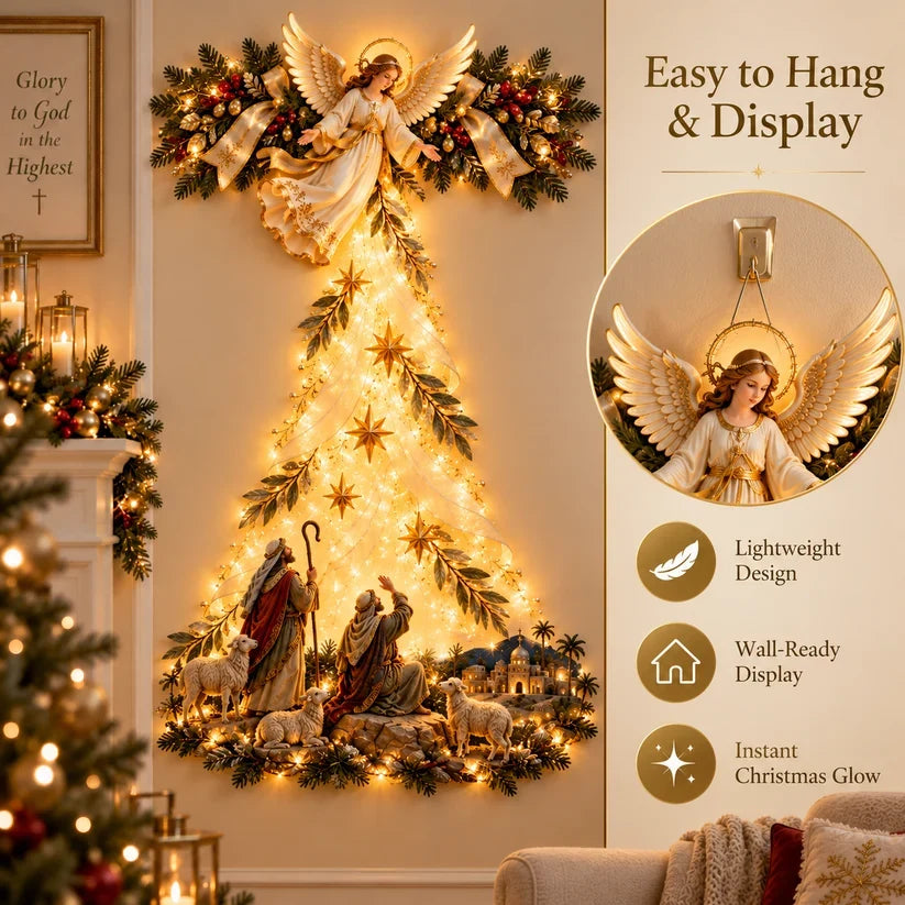 ✨ Christmas Angel Shepherd Wall Art With LED Lights