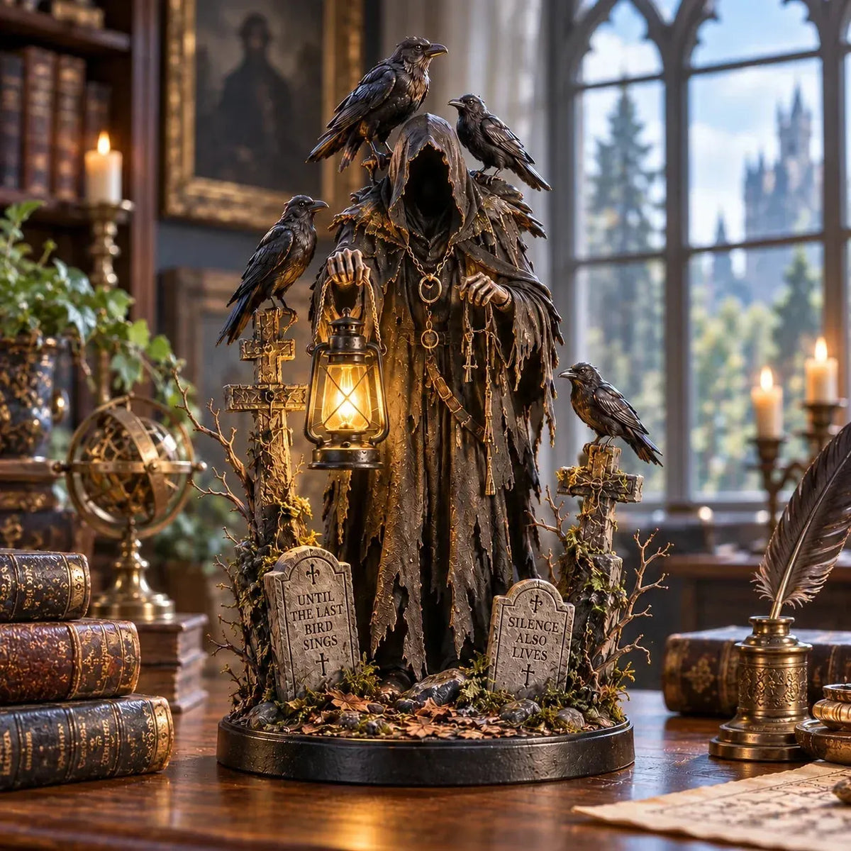 Raven Guardian Lantern Statue 🏮 Keeper of the Last Light