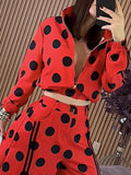 Casual Polka Dots Stand Collar Jacket