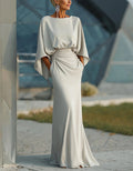 Solid Color Round Neck Maxi Dress