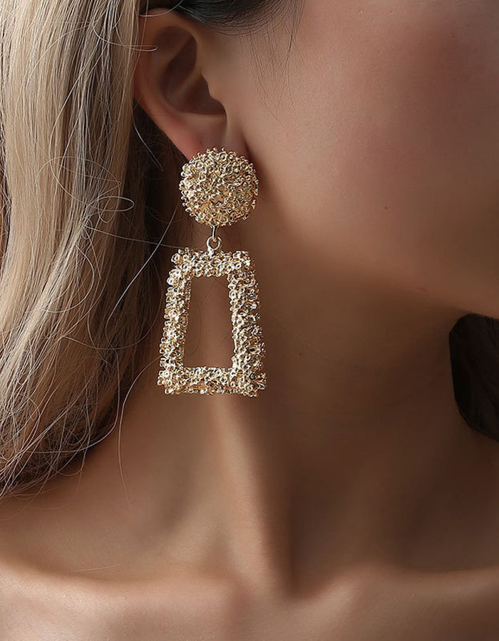 Exaggerated Frosted Geometric Earrings