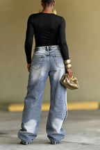 Ladies' Street Fashion Asymmetrical Overlapping Jeans