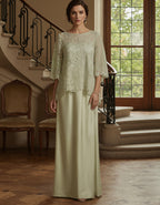 Sage Green Lace Satin Maxi Dress