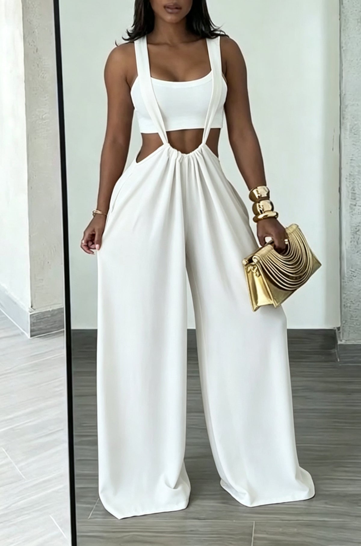 Women's Casual Adjustable Strap Wide Leg Overalls