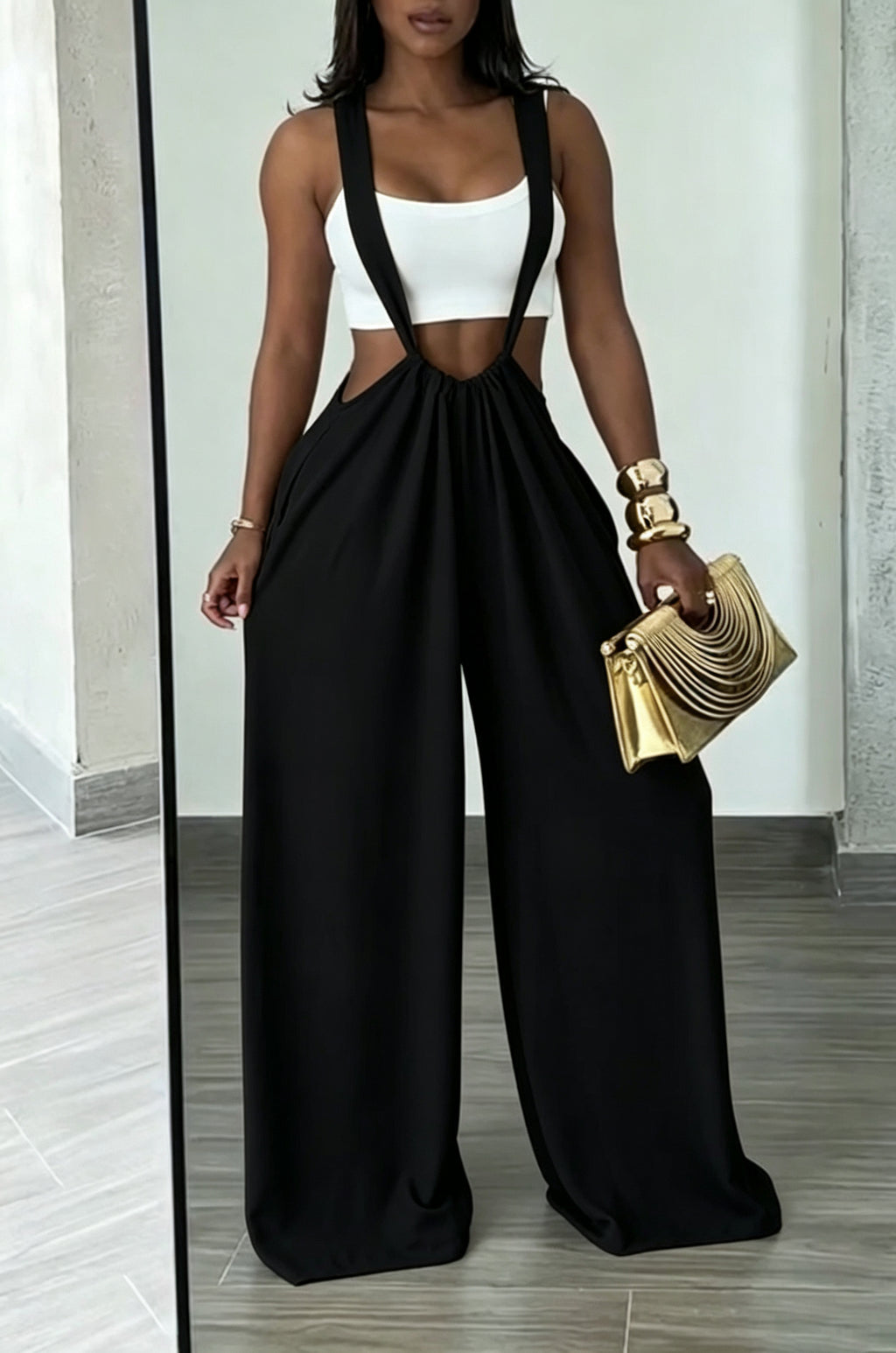 Women's Casual Adjustable Strap Wide Leg Overalls