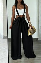 Women's Casual Adjustable Strap Wide Leg Overalls
