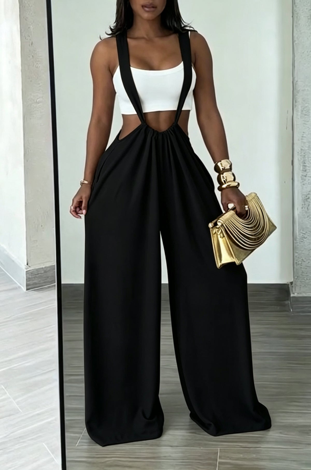 Women's Casual Adjustable Strap Wide Leg Overalls
