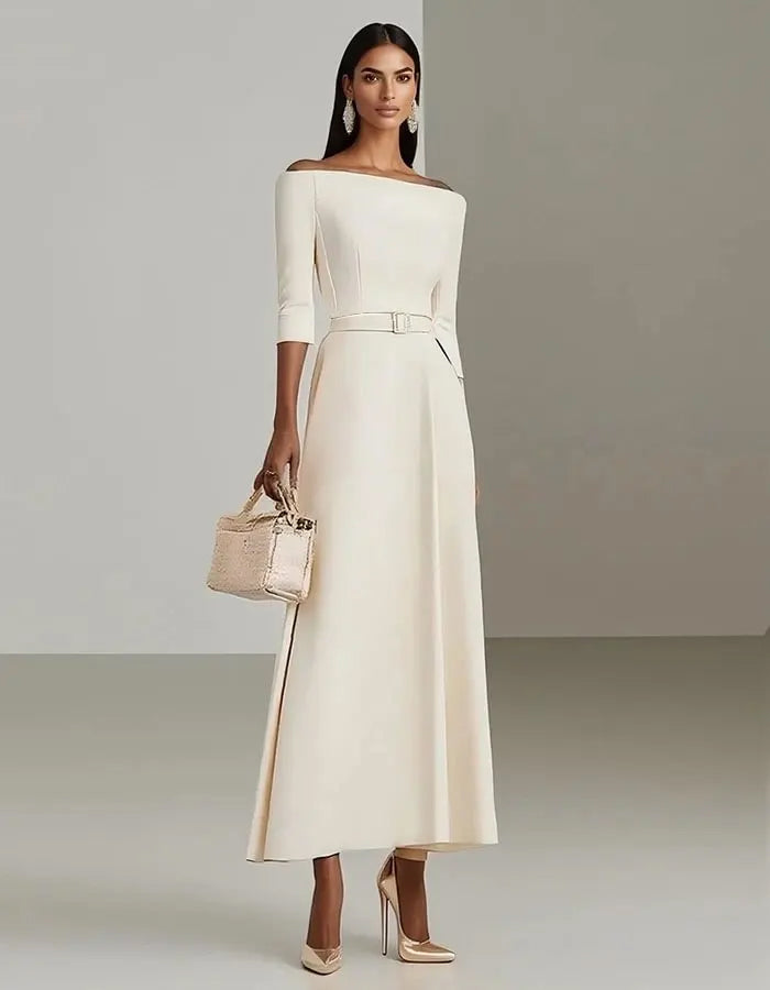 Off Shoulder Tights Midi Dress
