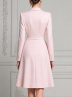 Pink Dress Fall Wedding Guest Dress Belted Pleated Blazer Midi Dress
