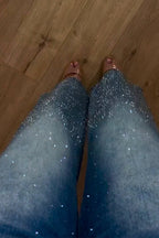 Women's Rhinestone Washed Casual Jeans