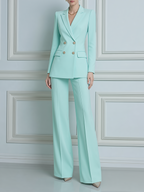 Mint Green Tailored Blazer & Wide Leg Pants Set