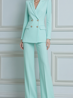 Mint Green Tailored Blazer & Wide Leg Pants Set